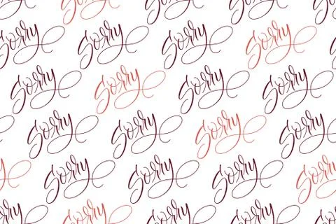 Seamless pattern brush calligraphy Sorry Stock Illustration