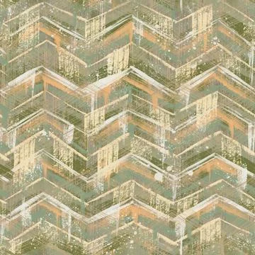 Seamless pattern. Brush stripes in the form of a zigzag on a green background Stock Illustration