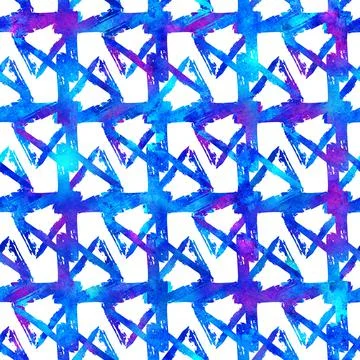 Seamless pattern brush stripes plaid. Blue color on violet background. Hand Stock Illustration