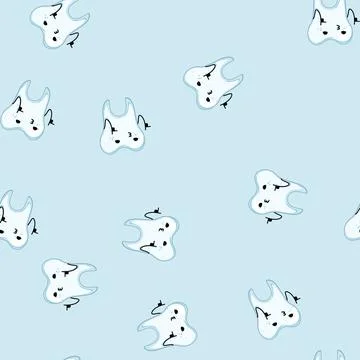 Seamless pattern brush tooth character cartoon vector Stock Illustration