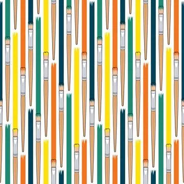 Seamless pattern with brushes for painting Stock Illustration