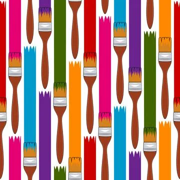 Seamless pattern with brushes for painting Stock Illustration