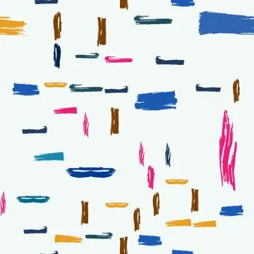 Seamless pattern with brushstrokes and stripes hand painted in multi colors. イラスト素材