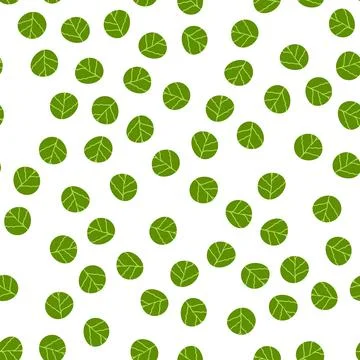 Seamless pattern with brussel sprout on white background. Cartoon flat vector Stock Illustration