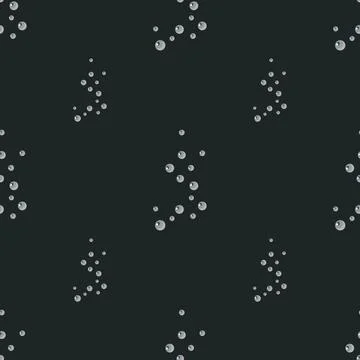 Seamless pattern bubbles on black background. Gray flat texture of soap for a 스톡 일러스트
