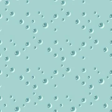 Seamless pattern bubbles on turquoise background. Grid flat texture of soap f Stockillustratie