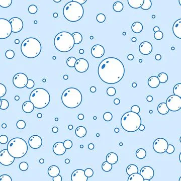 Seamless pattern bubbles. Water air bubble texture, linear soap foam circles Illustrazione stock