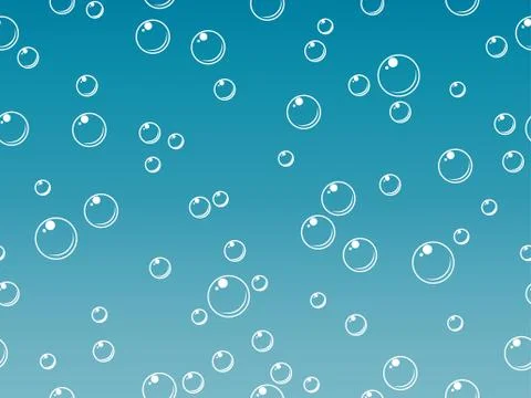 Seamless pattern of bubbles in water on blue background Illustrazione stock