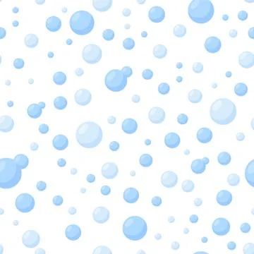 Seamless pattern with bubbles in white background. Blue bubbles for cleaning 스톡 일러스트
