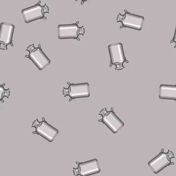 Seamless pattern bucket metal milk can cartoon vector Stock Illustration