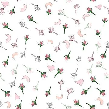Seamless pattern buds and rose petals. Confetti, cosmetics, wedding beautiful Stock Illustration
