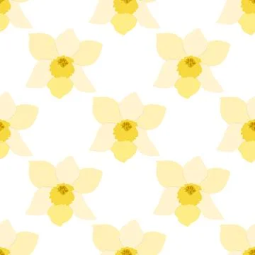 Seamless pattern of buds of yellow daffodils. Vector illustration. Stock Illustration