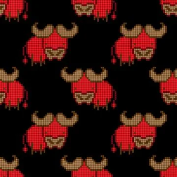 Seamless pattern with buffalo Stock Illustration