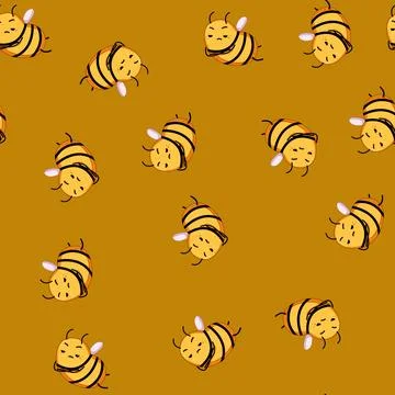 Seamless pattern bug bee character cartoon vector Stock Illustration