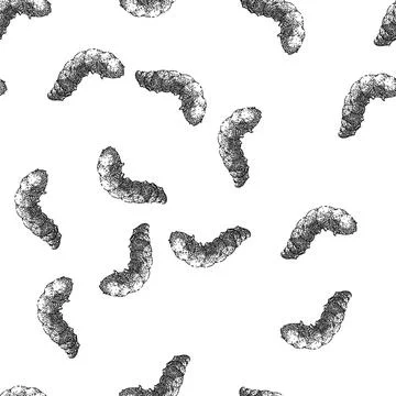 Seamless pattern bug caterpillar sketch hand drawn Stock Illustration