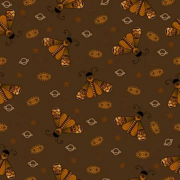 Seamless pattern with bugs, Insects doodle pattern Ilustración de archivo