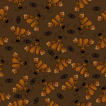 Seamless pattern with bugs, Insects doodle pattern Ilustración de archivo