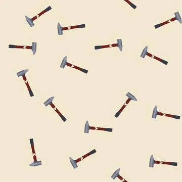 Seamless pattern builder mason s hammer cartoon vector Stock Illustration