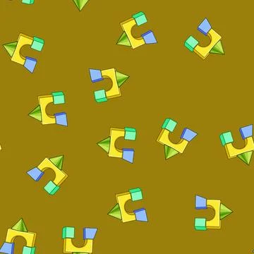 Seamless pattern Building blocks creating colorful geometric shape structure イラスト素材