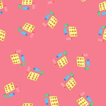 Seamless pattern building stacking toy cartoon vector Stock Illustration
