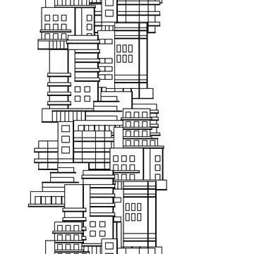 Seamless pattern with buildings. Background real estate company. Stock Illustration