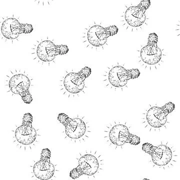Seamless pattern bulb idea sketch hand drawn Stock Illustration