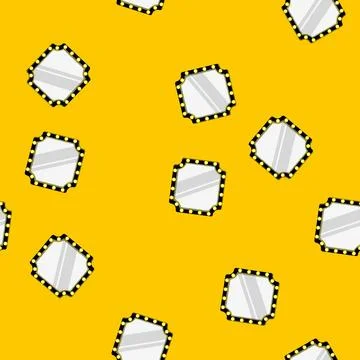 Seamless pattern bulb makeup mirror frame cartoon vector Stock Illustration