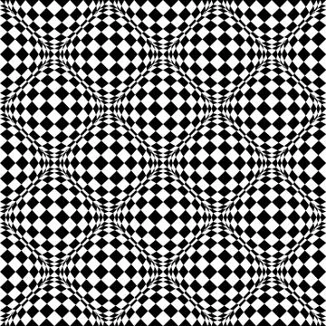 Seamless pattern with bulging distortion on checkered surface. Vector art. Illustrazione stock