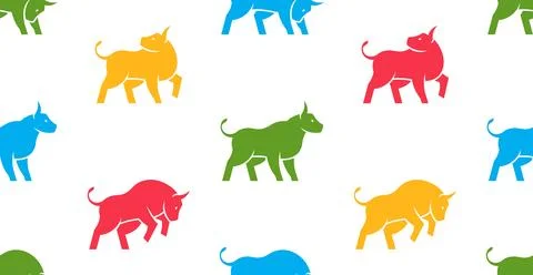Seamless pattern with Bull Logo Stock Illustration