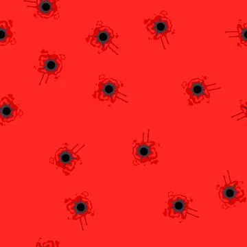 Seamless pattern bullet hole with blood splatter and dripping vector イラスト素材