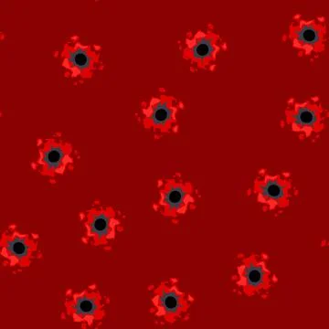 Seamless pattern bullet hole creating blood splatter impact on surface Stock Illustration
