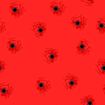 Seamless pattern bullet hole ripping through red blood splatter イラスト素材