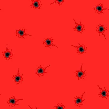 Seamless pattern bullet hole wound showing blood dripping and splattering Stock Illustration