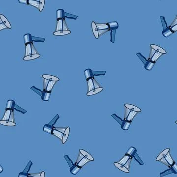 Seamless pattern bullhorn megaphone speaker cartoon vector Stock Illustration