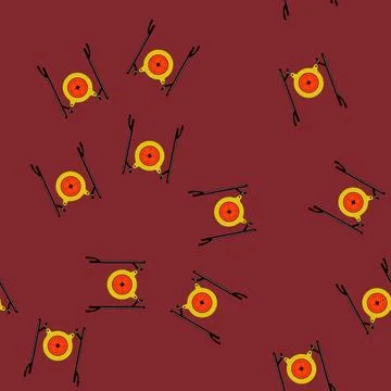 Seamless pattern bullseye shooting target cartoon vector Stock Illustration