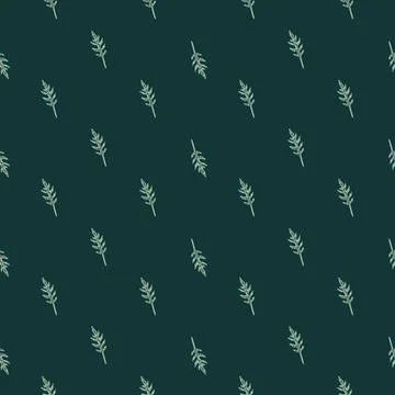 Seamless pattern bunch arugula salad on dark teal background. Abstract orname Stock Illustration