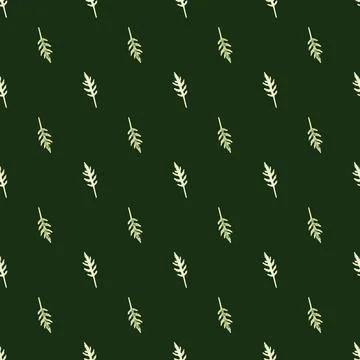Seamless pattern bunch arugula salad on dark green background. Minimalistic o Stock Illustration