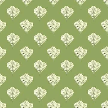 Seamless pattern bunch mangold salad on pastel green background. Simple ornam Illustrazione stock