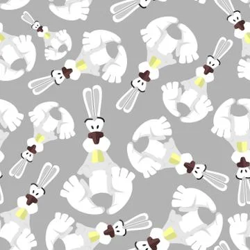 Seamless pattern with bunnies. Background of  animals. Funny rabbits. Vector  Stock Illustration
