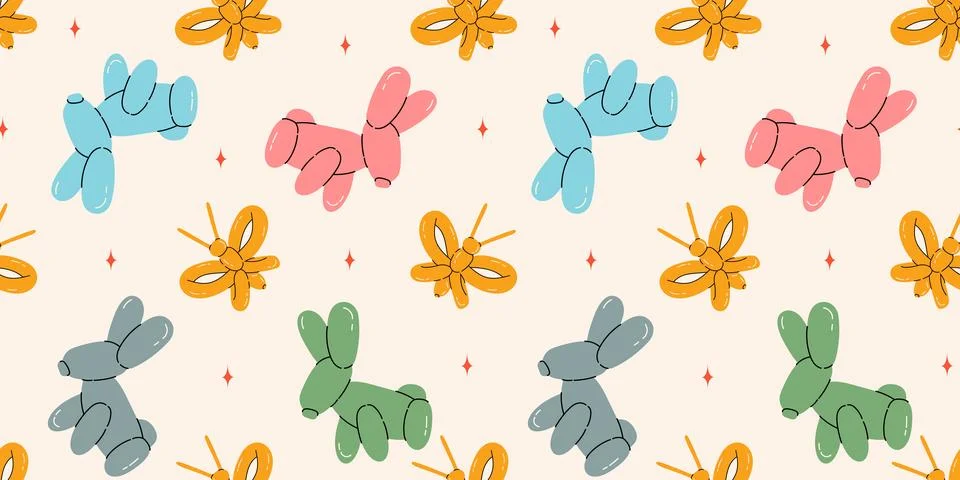 Seamless pattern with bunny balloons Stock Illustration