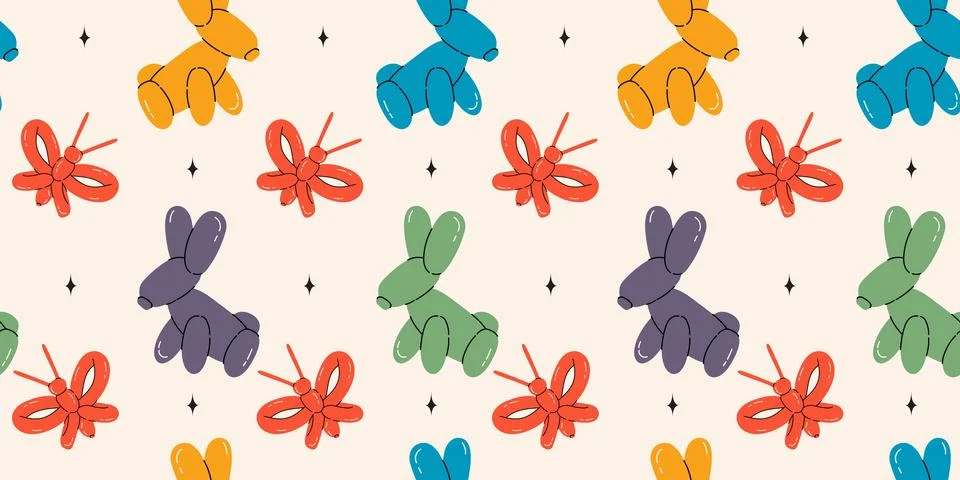 Seamless pattern with bunny balloons Stock Illustration