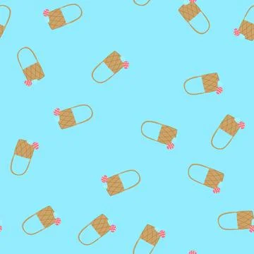Seamless pattern bunny basket easter cartoon vector Stock Illustration