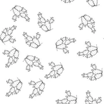 Seamless pattern bunny ears cactus sketch hand drawn Stock Illustration