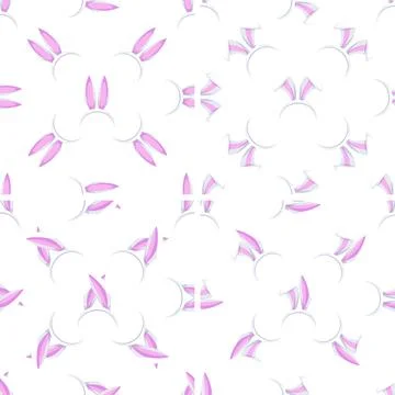 Seamless pattern with bunny ears headband rotating on white background Stock Illustration