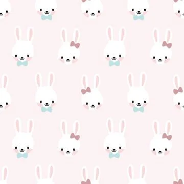 Seamless pattern with bunny heads Stock Illustration