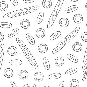 Seamless pattern with buns, loafs. Stock Illustration