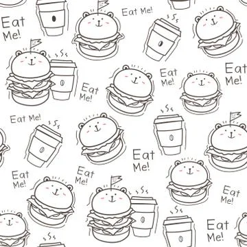 Seamless pattern burger background. Vector Illustration. Stock Illustration