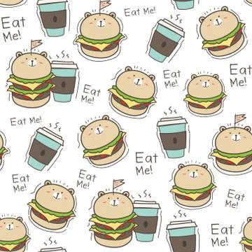 Seamless pattern burger background. Vector Illustration. Stock Illustration