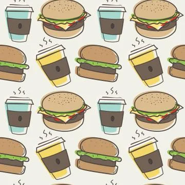 Seamless pattern burger background. Vector Illustration. Stock Illustration