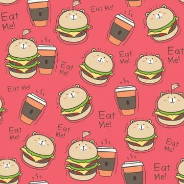 Seamless pattern burger background. Vector Illustration. Stock Illustration